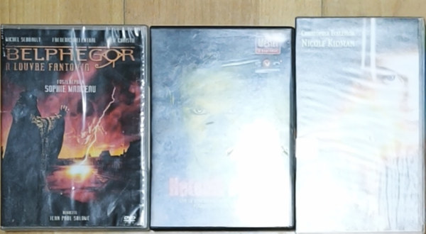 2db thriller, horror DVD + aj�nd�k VHS kazetta - Belphegor-A Louvre fantomja, Hetedik �rz�k + M�s vil�g (�sszesen 3db m�)