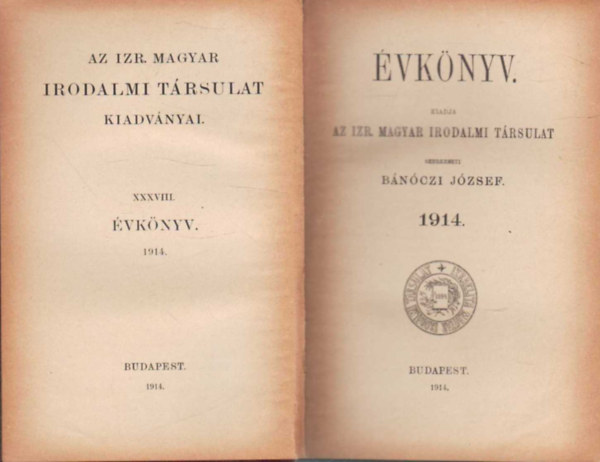 Az Izr. Magyar Irodalmi Trsulat  1914. vknyv