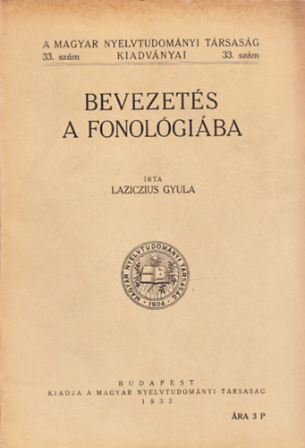 Laziczius Gyula - Bevezets a fonolgiba
