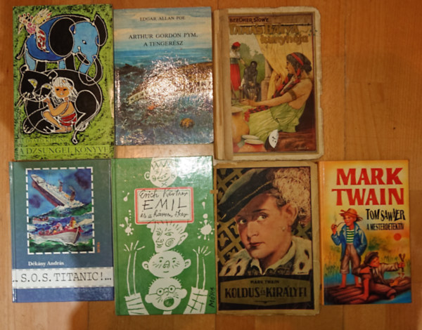 7 klasszikus ifj�s�gi reg�ny: A Dzsungel k�nyve, S.O.S. Titanic!, Arthur Gordon Pym, a tenger�sz, Tam�s b�tya kunyh�ja, Emil �s a h�rom iker, Koldus �s kir�lyfi, Tom Sawyer a mesterdetekt�v