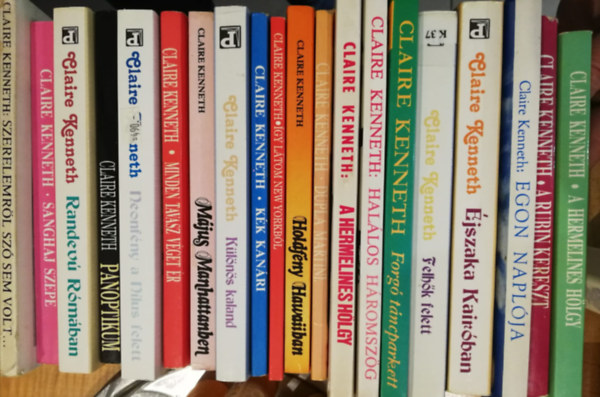 20 db Claire Kenneth knyv (Szerelemrl sz sem volt, Sanghai szpe, Randev Rmban, Panoptikum, Neonfny a Nlus felett, Minden tavasz vget r, Mjus Manhattanben, Klns kaland, Kk kanri, gy ltom new Yorkbl, Holdfny Ha