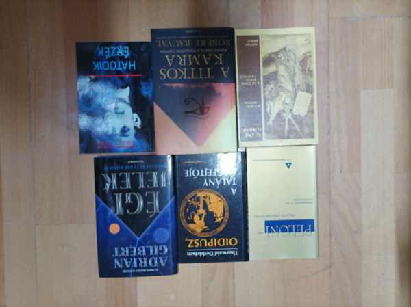6 k�nyv r�gi, nagy titkokr�l: Peloni - Pil�tus testamentuma, Oidipusz - A tal�ny megfejt�je, Hatodik �rz�k, Az �si forr�s - A heti szidr�k, Az aty�k b��lcs tan�t�sai, �gi jelek, Titkos kamra