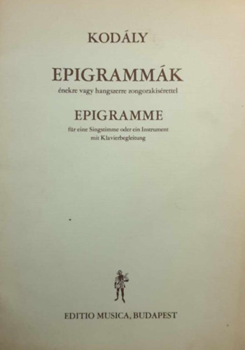 Epigramm�k �nekre vagy hangszerre zongorak�s�rettel