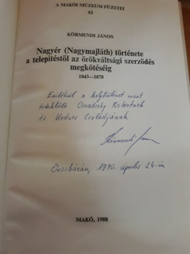 Krmendi Jnos - Nagyr (Nagymajlth) trtnete a teleptstl az rkvltsgi szerzds megktsig 1843-1878