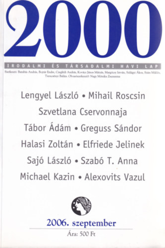 2000 Irodalmi �s T�rsadalmi Havi Lap - 2006. Szeptember