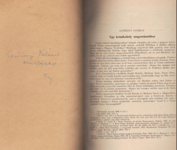 Egy kr�nikahely magyar�zat�hoz - K�l�nlenyomat - Dedik�lt