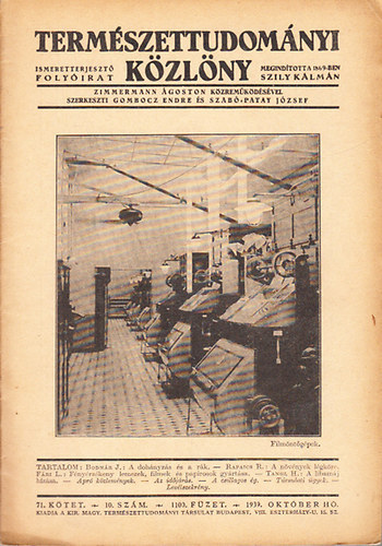 Termszettudomnyi kzlny 1939/10, 12. szm (oktber, december)- 2 db. lapszm