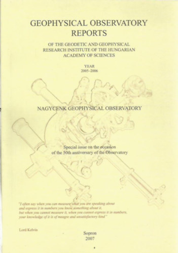 Tbb szerz - Geophysical Observatory Reports of the Geodetic and Geophysical Research Institute of the Hungarian Academy of Sciences Year 2005-2006