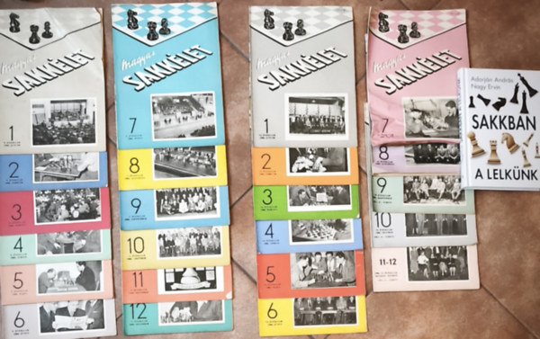 Magyar sakk�let foly�irat 1955. 1-12. sz�m, 1956. 1-12. sz�m + aj�nd�k m�: Sakkban a lelk�nk