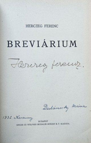 Herczeg Ferenc - Brevi�rium (Al��rt)