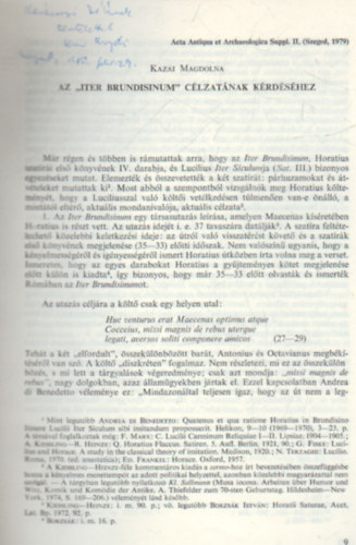 Az " Iter brundisinum " c�lzat�nak k�rd�s�hez - K�l�nlenyomat - Dedik�lt