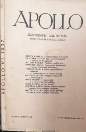 Apollo (kzpeurpai humanista folyirat) VI. 1937.