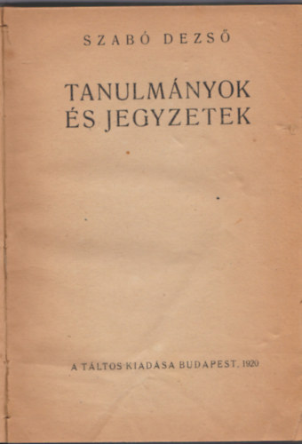Tanulmányok és jegyzetek