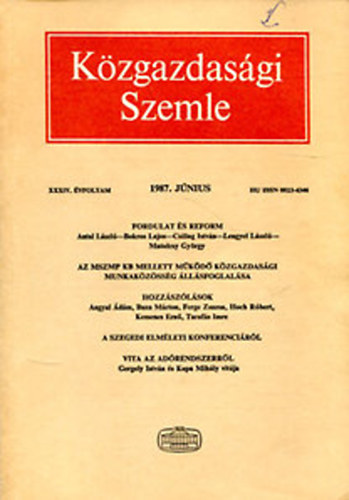 Kzgazdasgi szemle 1987. Jnius (XXXIV. vfolyam)