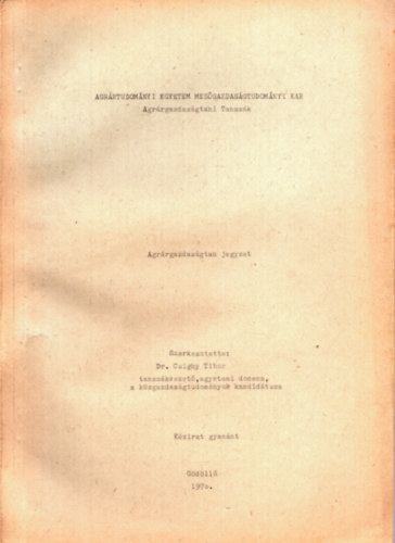 Agr�rgazdas�gtan jegyzet