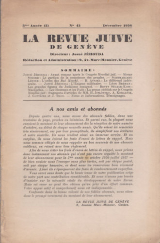La Revue Juive de Genve - Dcembre 1936
