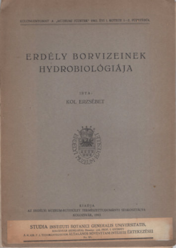 Erdély borvizeinek hydrobiológiája