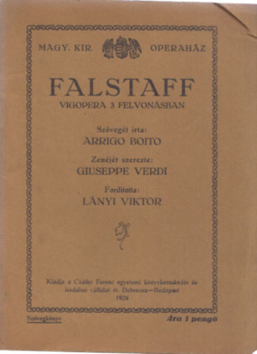 Falstaff (szvegknyv)- Magyar Kirlyi Operahz