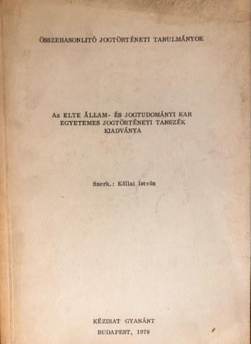 �sszehasonl�t� jogt�rt�neti tanulm�nyok