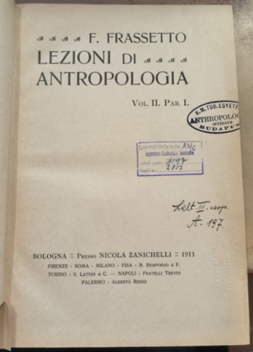 Lezioni di antropologia VOL.II. PAR. I. (1911)