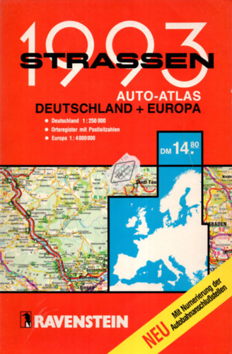 Strassen 1993. Der aktuelle Auto-Atlas Deutschland + Europa