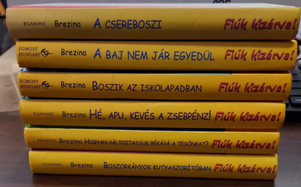 6 db-os Thomas Brezina knyvcsomag: A csereboszi, Boszorknyok kutyaszortban, Hogyan vltoztassunk bkv a teskat?, H, apu, kevs a zsebpnz!, Boszi az iskolapadban, A baj nem jr egyedl,