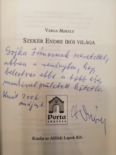 Varga Mihly - Szekr Endre ri vilga