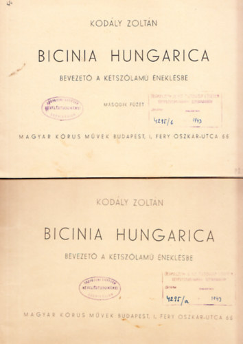 Kodly Zoltn - Bicinia Hungarica - Bevezet a ktszlam neklsbe I-IV.