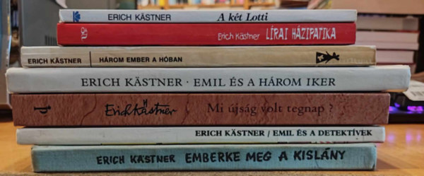 Erich Kstner - 7 db Erich Kstner: A kt Lotti; Emberke meg a kislny. Emil s a detektvek; Emil s a hrom iker; Hrom ember a hban; Lrai hzipatika; Mi jsg volt tegnap?