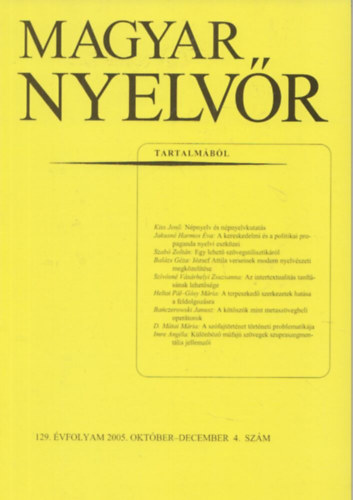 Magyar Nyelvr 129. vf. 2005. 1-4. szm (teljes)