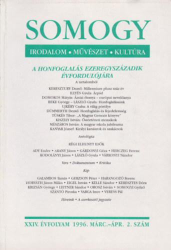 Somogy - Irodalom, mvszet, kultra - 1996. mrc.-pr. XXIV. vf. 2. szm