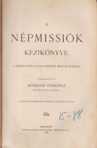 A npmissik kziknyve- A vilgi papsg ltal vezetett missik szmra