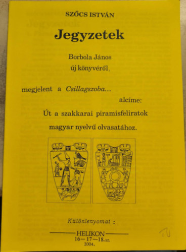 Jegyzetek Borbola Jnos j knyvrl (reprint)