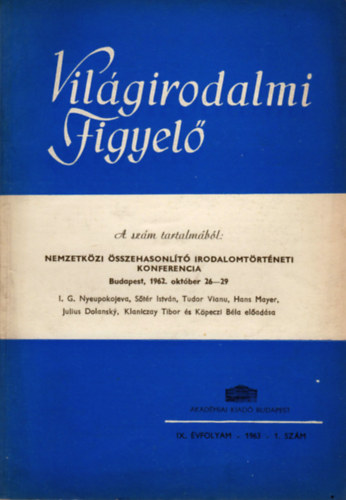 Vil�girodalmi Figyel� - IX. �vf. 1. sz�m (1963)