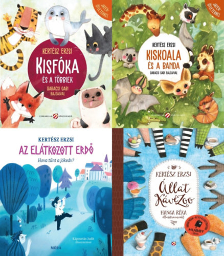 4 db Kertsz Erzsi meseknyv: Kisfka s a tbbiek - Jtktletekkel + Kiskoala s a banda - Jtktletekkel + llat KvZoo + Az eltkozott erd - Hova tnt a jkedv?