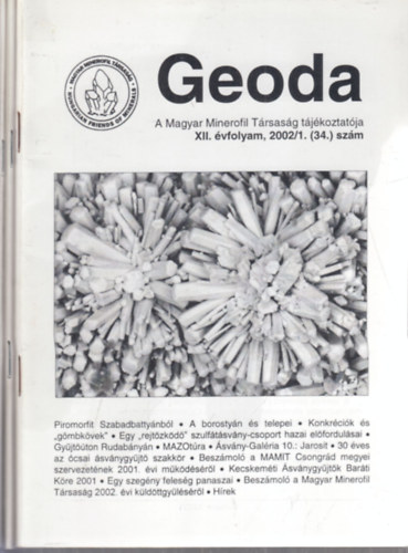 Geoda 2002/1-3. (teljes vfolyam, 3 db. lapszm)- A Magyar Minerofil Trsasg tjkoztatja