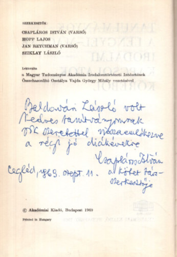 Tanulm�nyok a lengyel-magyar irodalmi kapcsolatok k�r�b�l - Dedik�lt