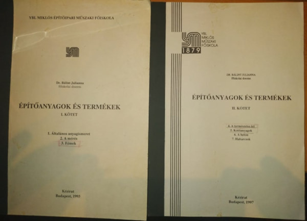 �p�t�anyagok �s term�kek I-II.