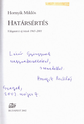 Hatrsrts - Vlogatott s j rsok 1965-2001 (dediklt)