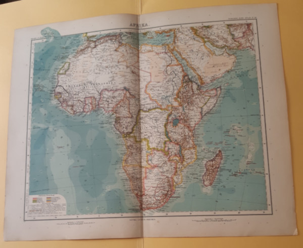 Afrika, Stielers Hand-Atlas No. 68, 1 : 25.000.000 (ca. 48 x 40 cm) t�rk�p