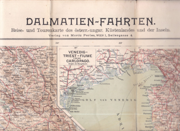 Dalmcia trkpe (Dalmatien-Fahrten) (Reise- und Tourenkarte des sterr.-ungar. Kstenlandes und der Inseln) (70x55 cm)