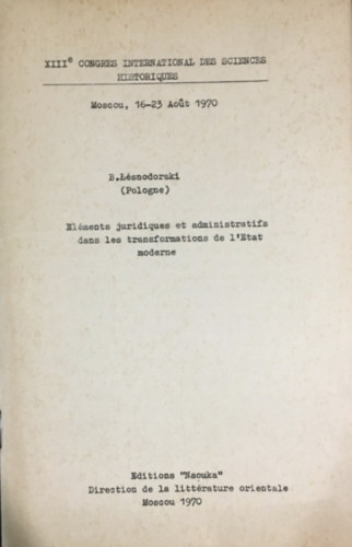 Bogus�aw Le�nodorski - El�ments Juridiques Et Administratifs Dans Les Transformations De L'etat Moderne