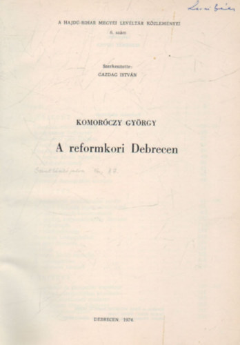 A reformkori Debrecen