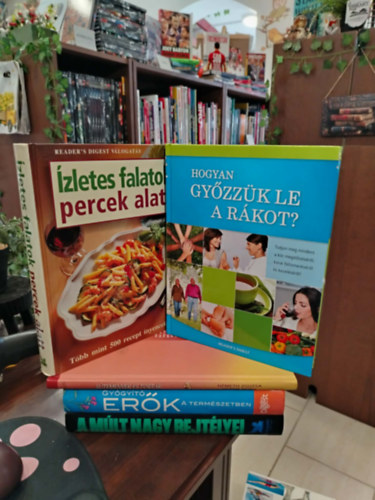 N�meth Zsuzsa - Varga N�ra S�rv�ry Gabriella - Szajka Roz�lia Prof. Dr. Marcus Oehlrich - Verena Zemme Dib�s Gabriella Csaba Emese - K�NYVMENT� AJ�NLAT, 5 DB. Albumok. S�tem�nyek �s tort�k, �zletes falatok percek alatt, Hogyan gy�zz�k le a r�kot?, Gy�gy�t� er�k a term�szetben, A m�lt nagy rejt�lyei