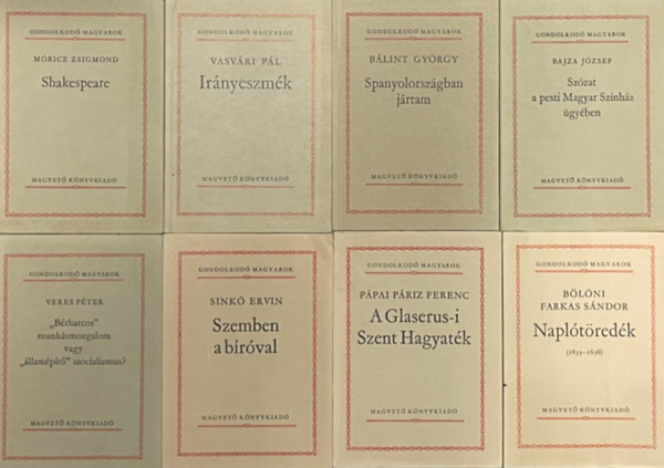 8 db k�tet a Gondolkod� magyarok sorozatb�l