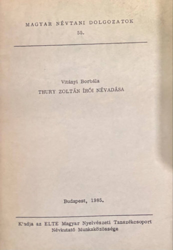 Thury Zolt�n �r�i n�vad�sa