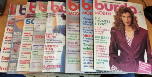 8 db Burda magazin + a szabsmintk, szrvnyszmok (Lapszmok a termklapon jelezve!)