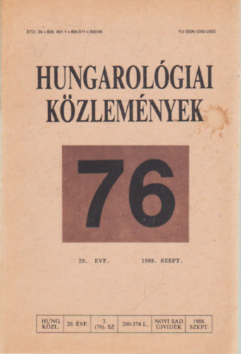 Hungarolgiai kzlemnyek 76. ( 20. vfolyam )