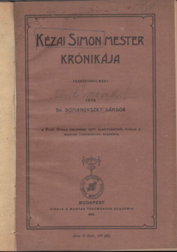 Kzai Simon mester krnikja