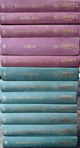 12 db L�rincz L. L�szl� d�szkiad�s: Kegyetlen csillagok + A s�m�n �tka + A kicsik + A nagy kupola sz�gyene + Hal�lki�lt�k + A v�rfarkas �jszak�ja + Az �rd�g fekete kalapja + Nebet Het, a halottak kir�lyn�je + Huan-ti �tka + Mirand